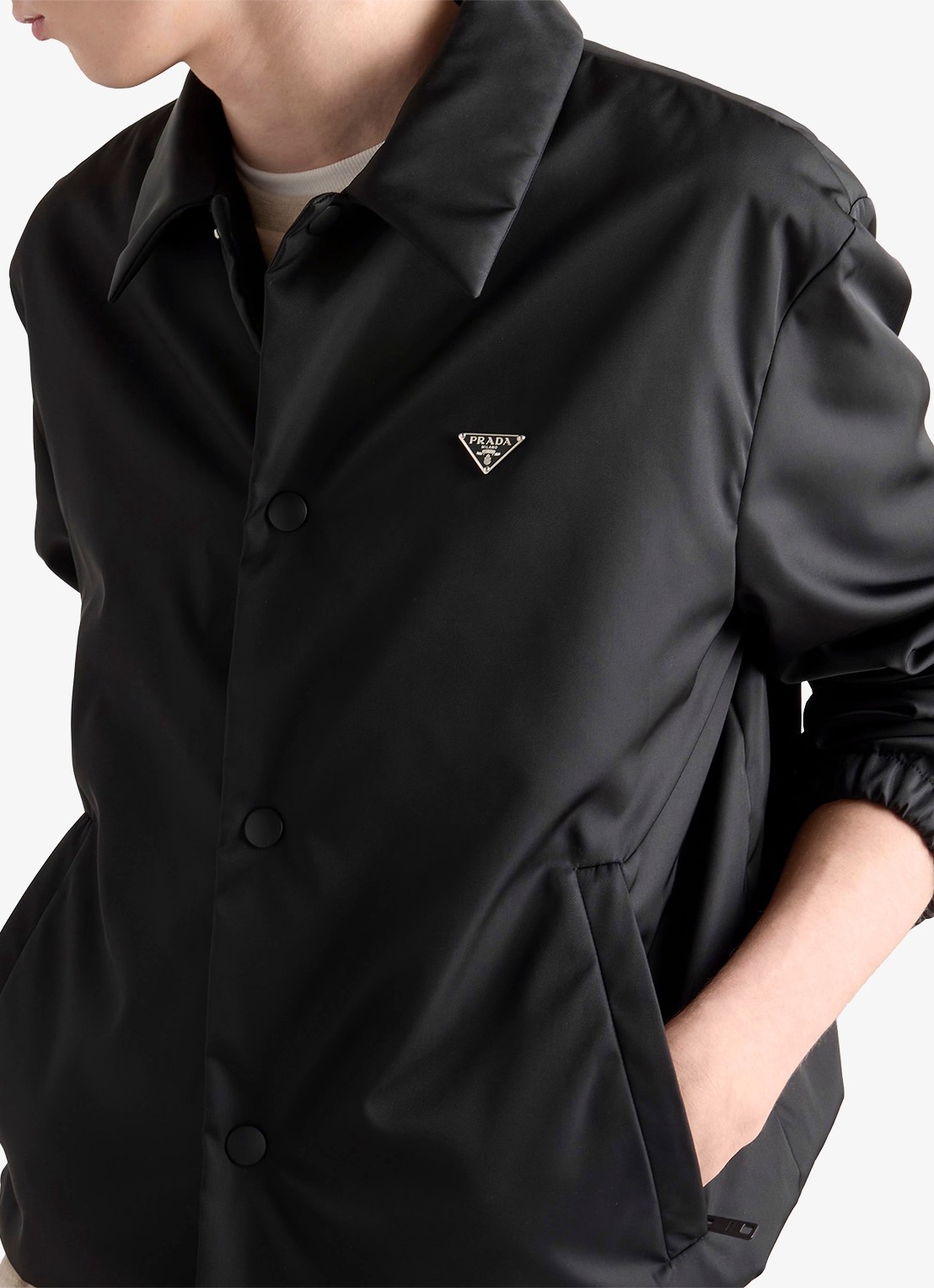 Prada Re-Nylon gewatteerd jack met ritszakken - detail 4 zwart