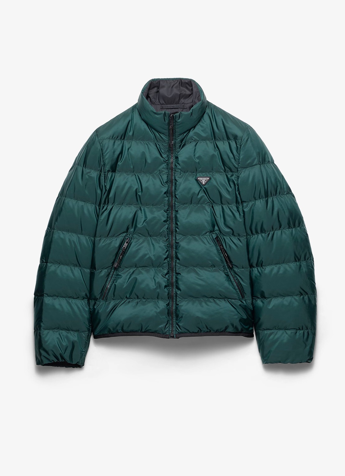 Prada Re-Nylon gewatteerd jack met ritszakken - voorkant 4 donkergroen