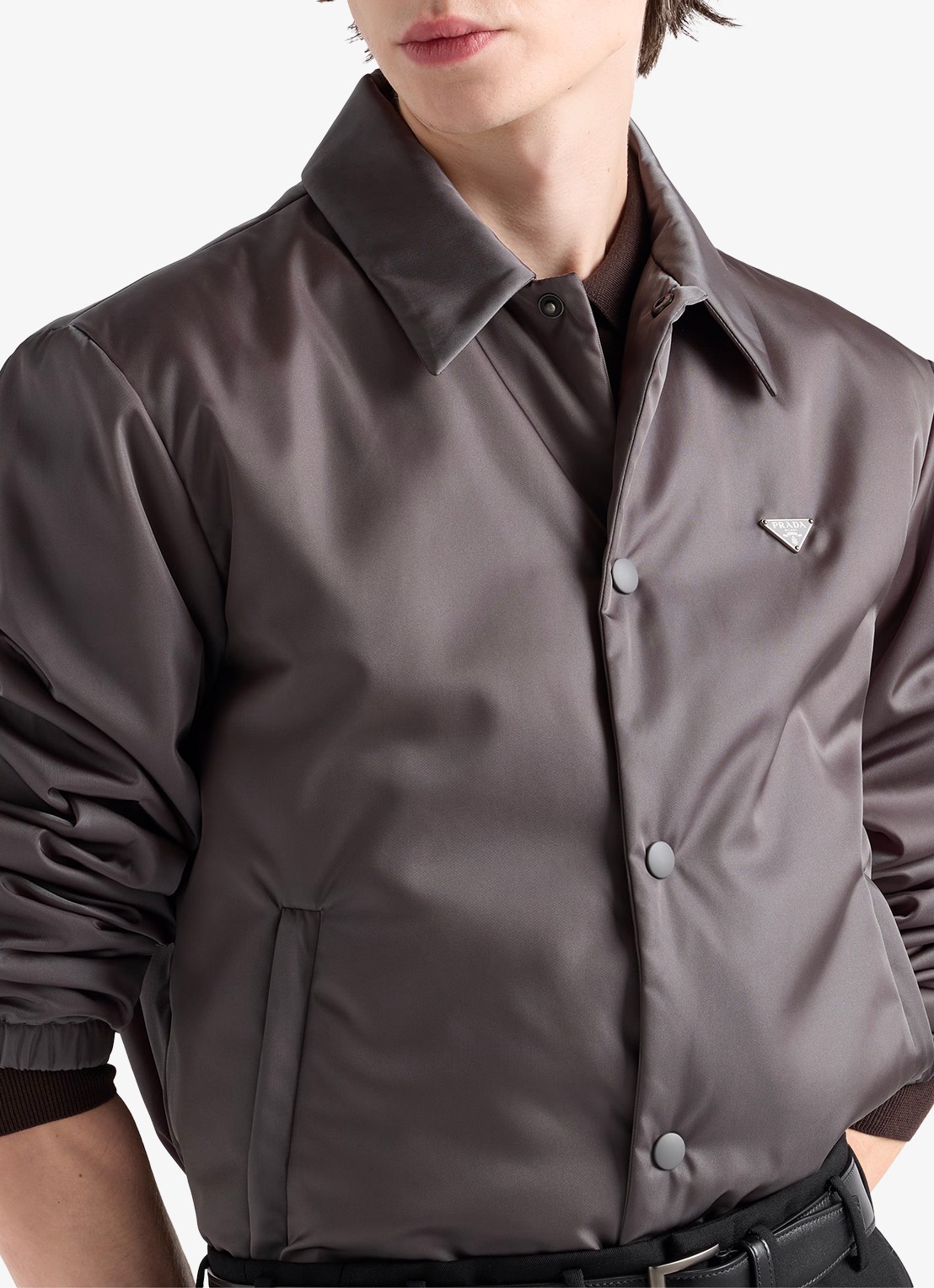 Prada Re-Nylon gewatteerd jack met ritszakken - detail 2 grijs