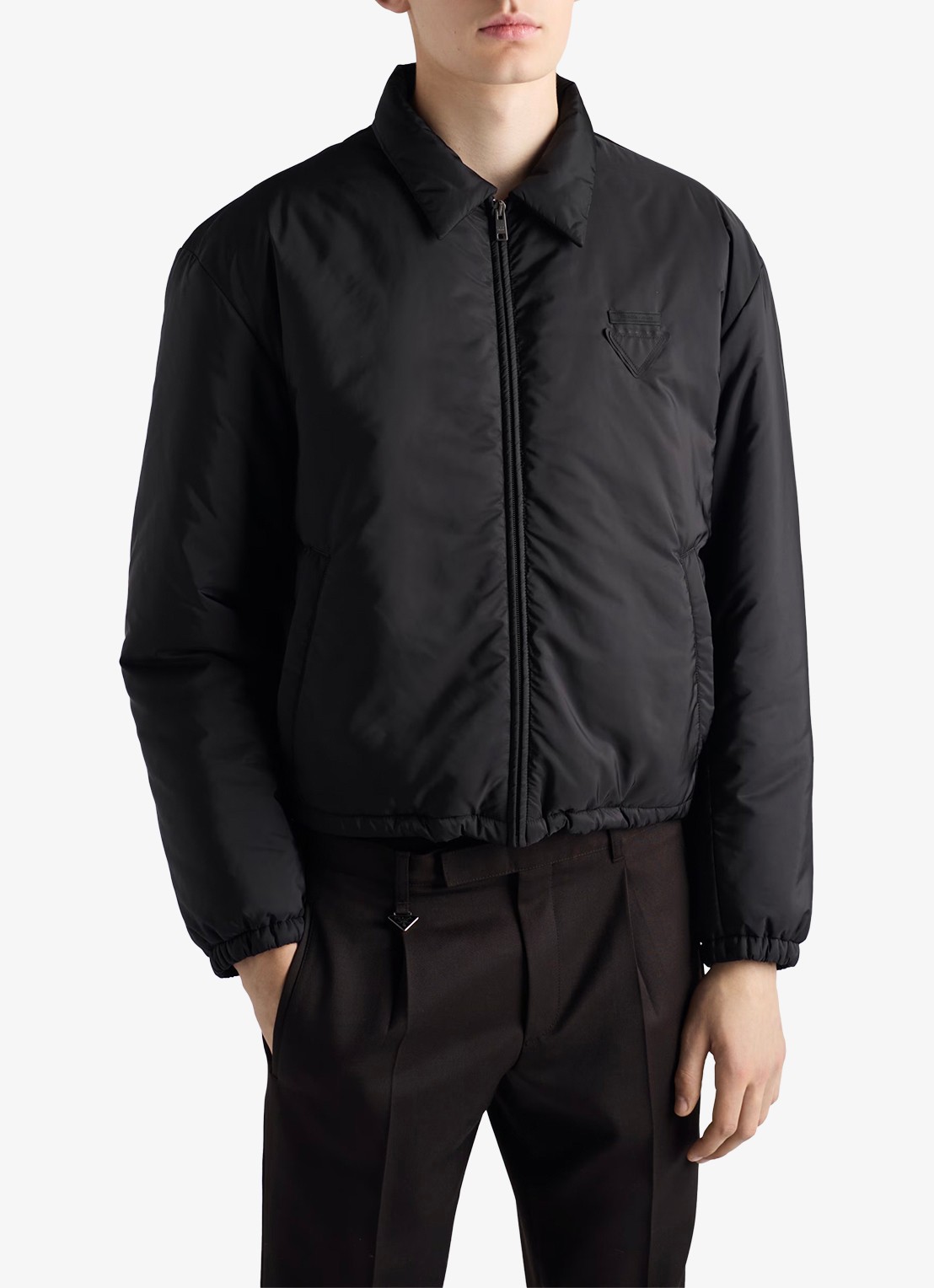 Prada Re-Nylon gewatteerd jack met steekzakken - detail 2 zwart
