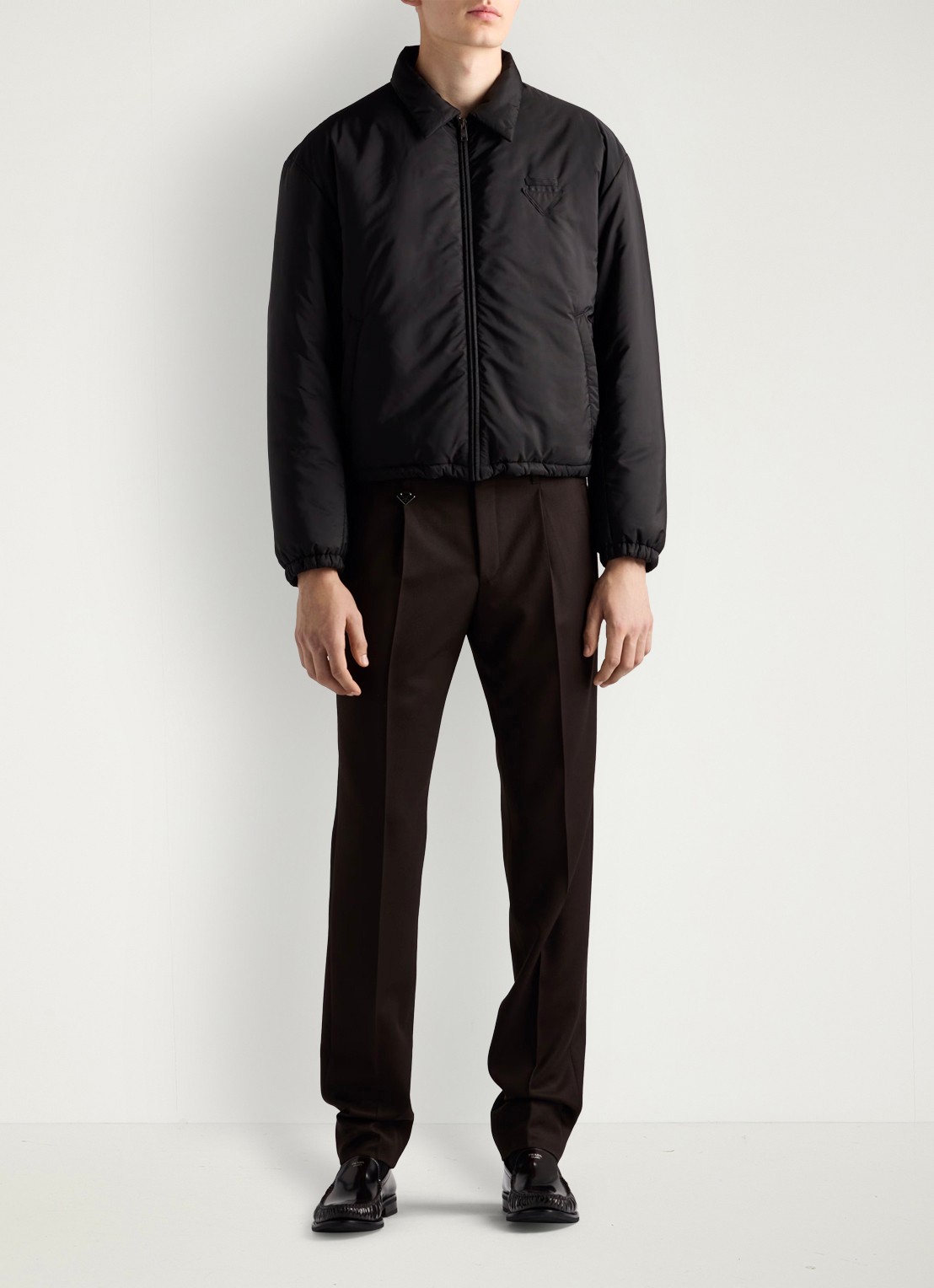 Prada Re-Nylon gewatteerd jack met steekzakken - voorkant 6 zwart