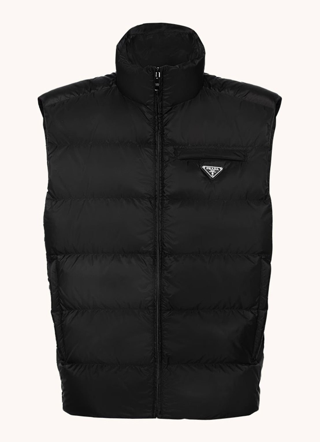 Prada Re-Nylon gewatteerde bodywarmer met donsvulling - voorkant 3 zwart