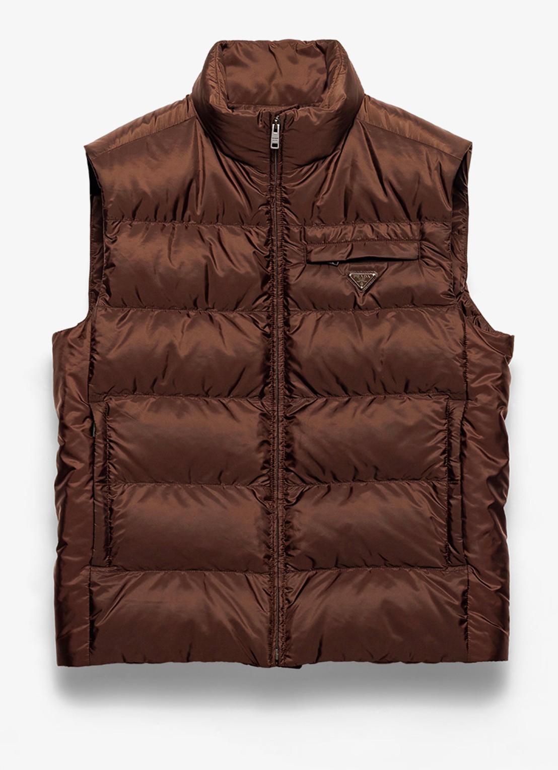 Prada Re-Nylon gewatteerde bodywarmer met donsvulling - voorkant 5 bruin