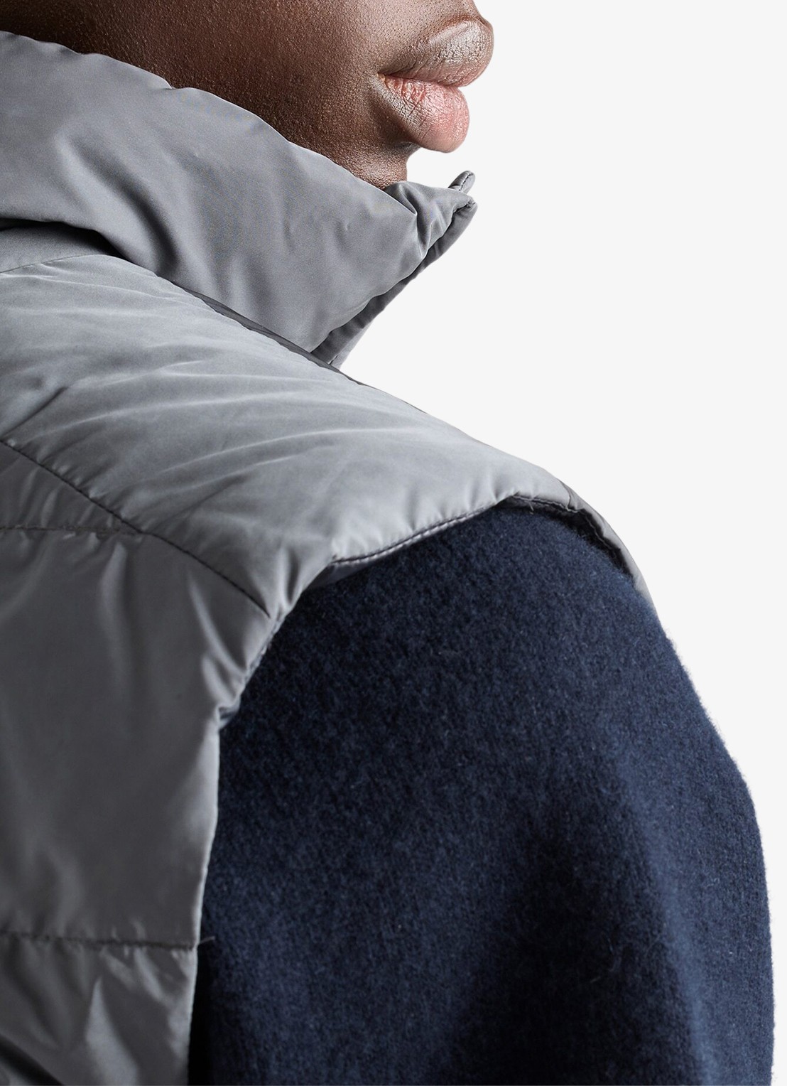 Prada Re-Nylon gewatteerde bodywarmer met donsvulling - detail 3 grijs