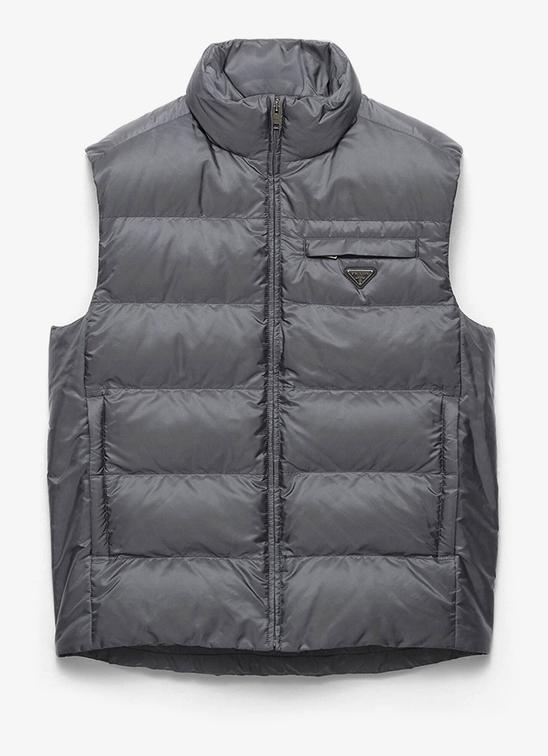 Prada Re-Nylon gewatteerde bodywarmer met donsvulling - voorkant 4 grijs