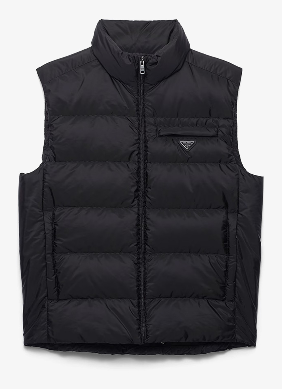Prada Re-Nylon gewatteerde bodywarmer met donsvulling - voorkant 4 diepzwart