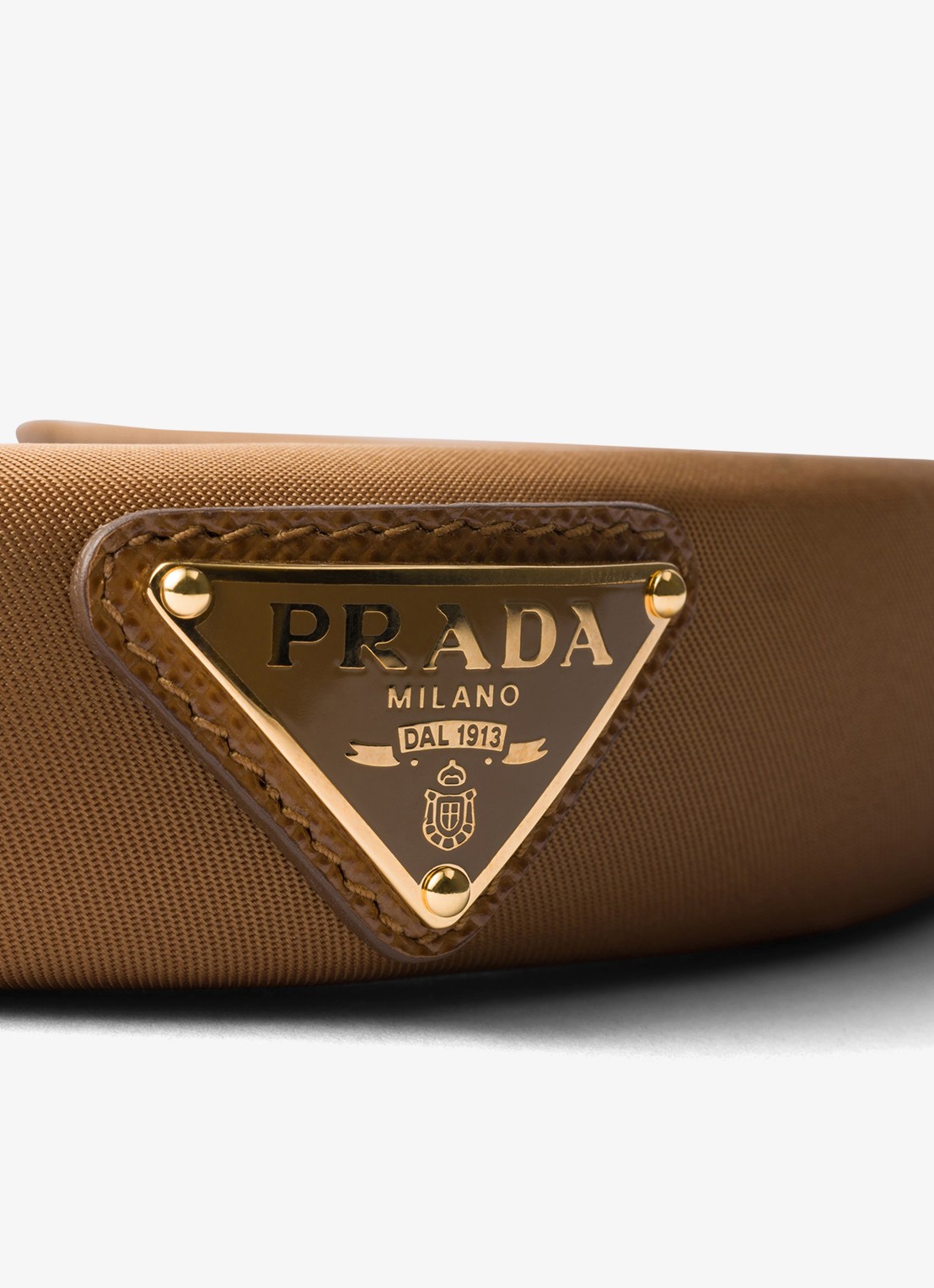 Prada Re-Nylon haarband met logo - voorkant 2 camel