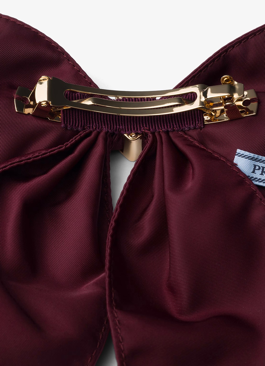 Prada Re-Nylon haarclip met logo - detail bordeauxrood