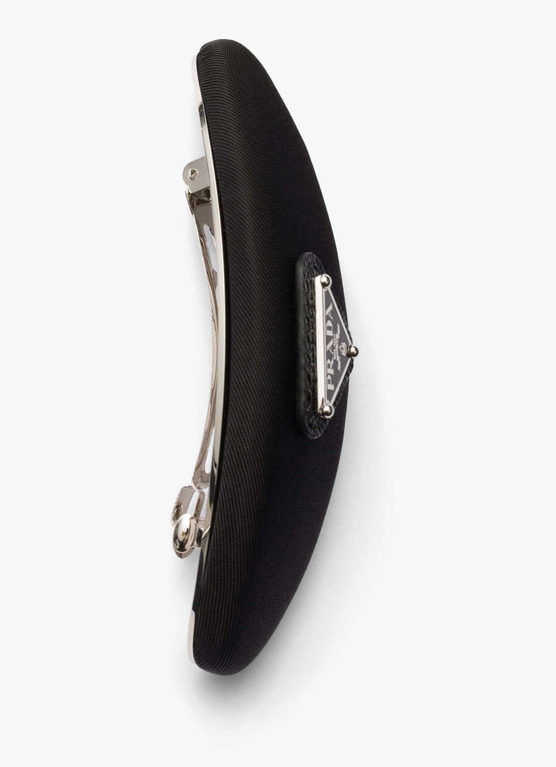Prada Re-Nylon haarclip met logo - detail zwart