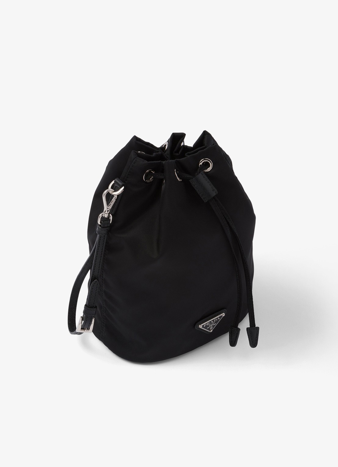 Prada Re-Nylon handtas met leren details en logo - voorkant 5 zwart