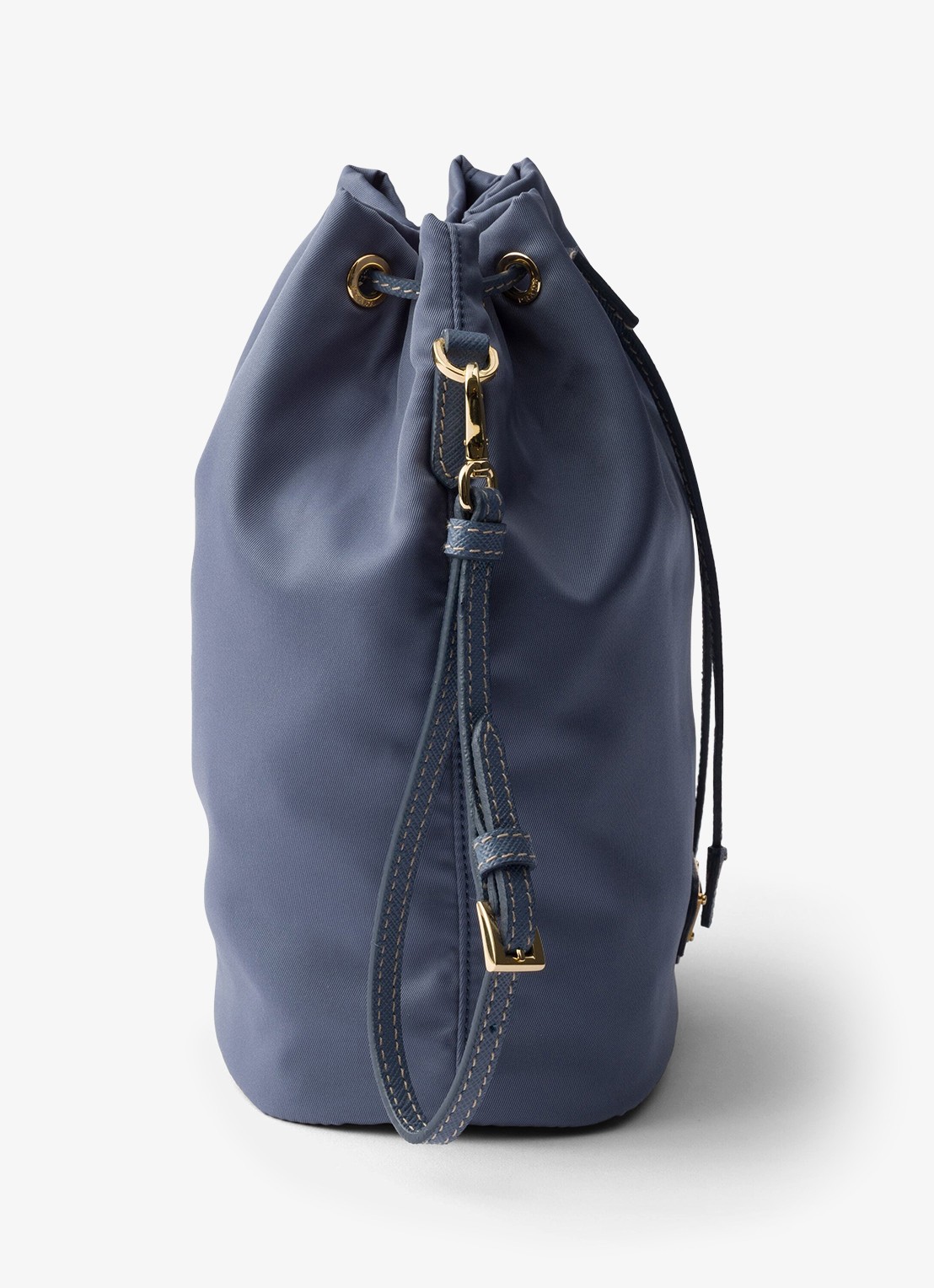Prada Re-Nylon handtas met leren details en logo - detail 2 staalblauw