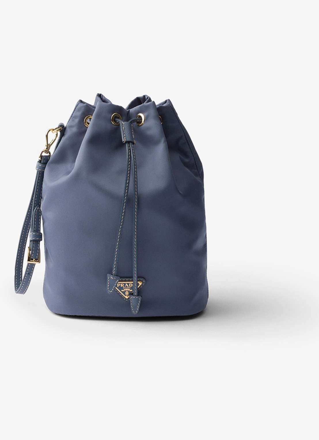 Prada Re-Nylon handtas met leren details en logo - voorkant 5 staalblauw