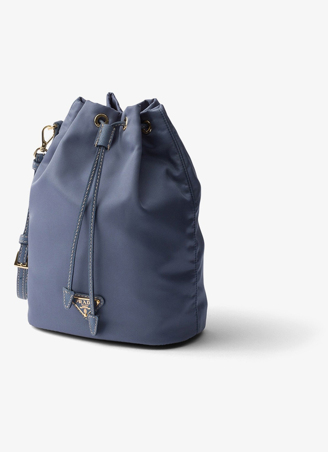 Prada Re-Nylon handtas met leren details en logo - voorkant 6 staalblauw