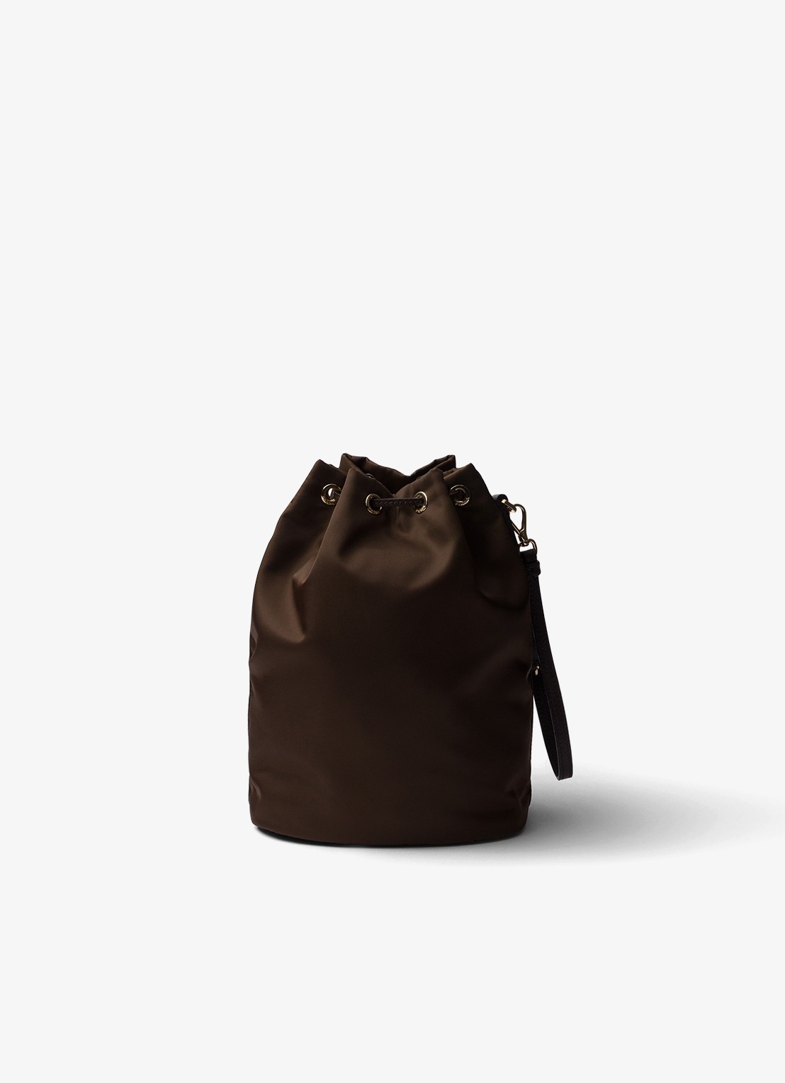 Prada Re-Nylon handtas met leren details en logo - achterkant 4 donkerbruin