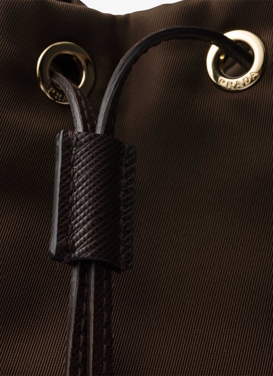 Prada Re-Nylon handtas met leren details en logo - detail 2 donkerbruin