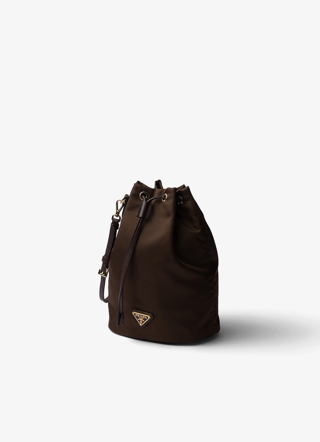 Prada Re-Nylon handtas met leren details en logo - voorkant 6 donkerbruin