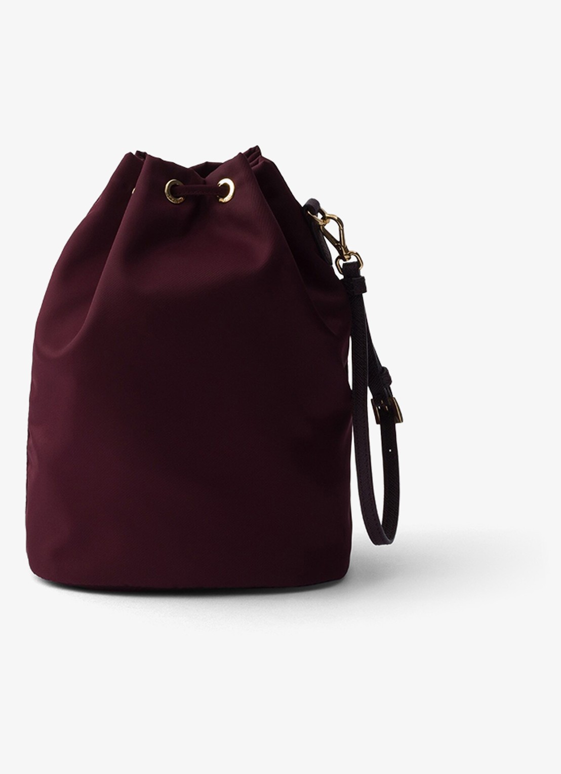 Prada Re-Nylon handtas met leren details en logo - achterkant bordeauxrood