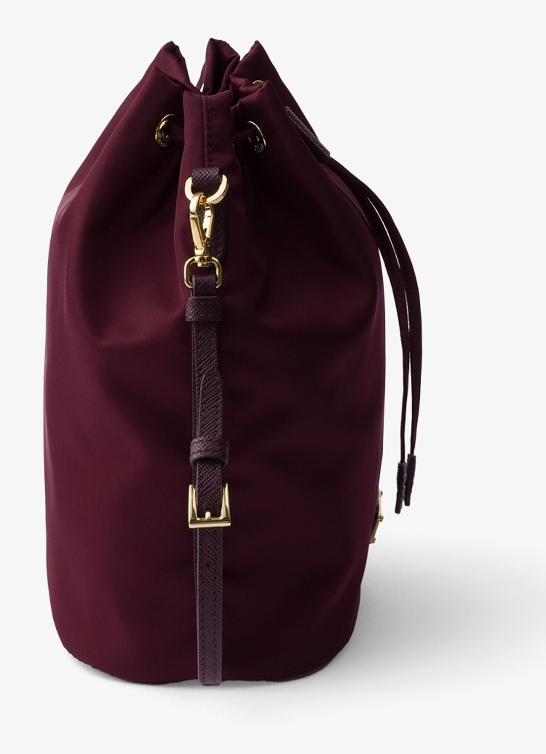 Prada Re-Nylon handtas met leren details en logo - detail 2 bordeauxrood