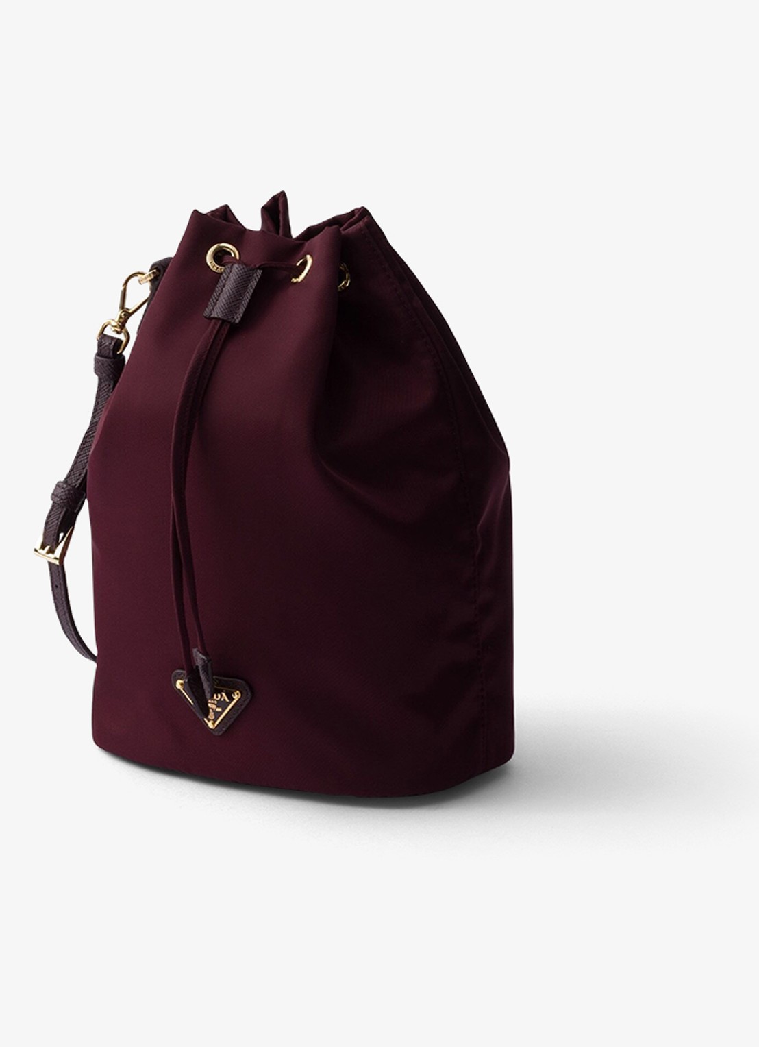 Prada Re-Nylon handtas met leren details en logo - voorkant 5 bordeauxrood