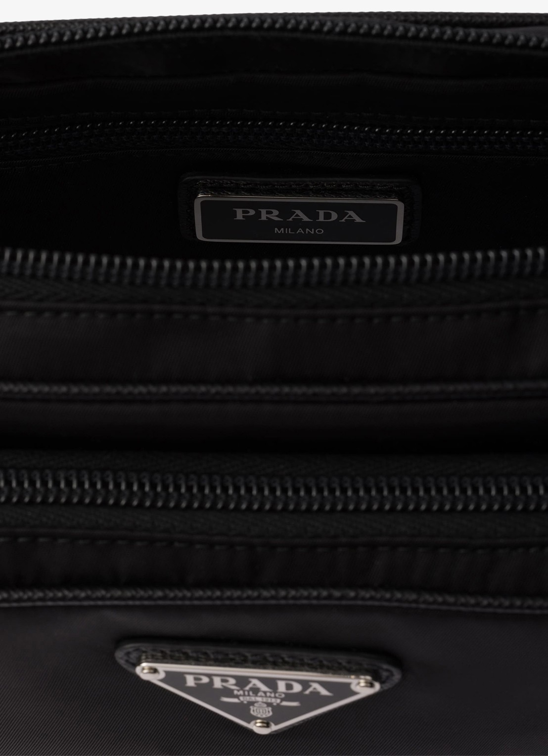 Prada Re-Nylon heuptas met leren details - detail 4 zwart