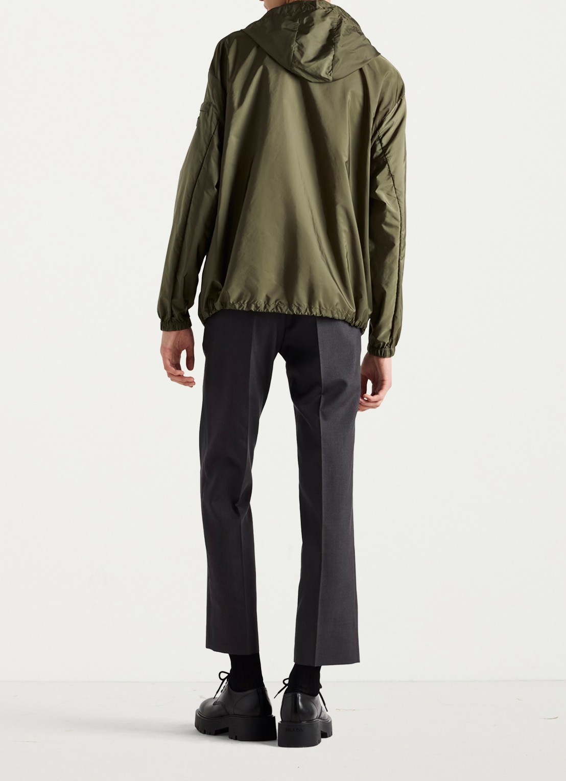 Prada Re-Nylon jack met capuchon en ritszakken - achterkant 6 legergroen