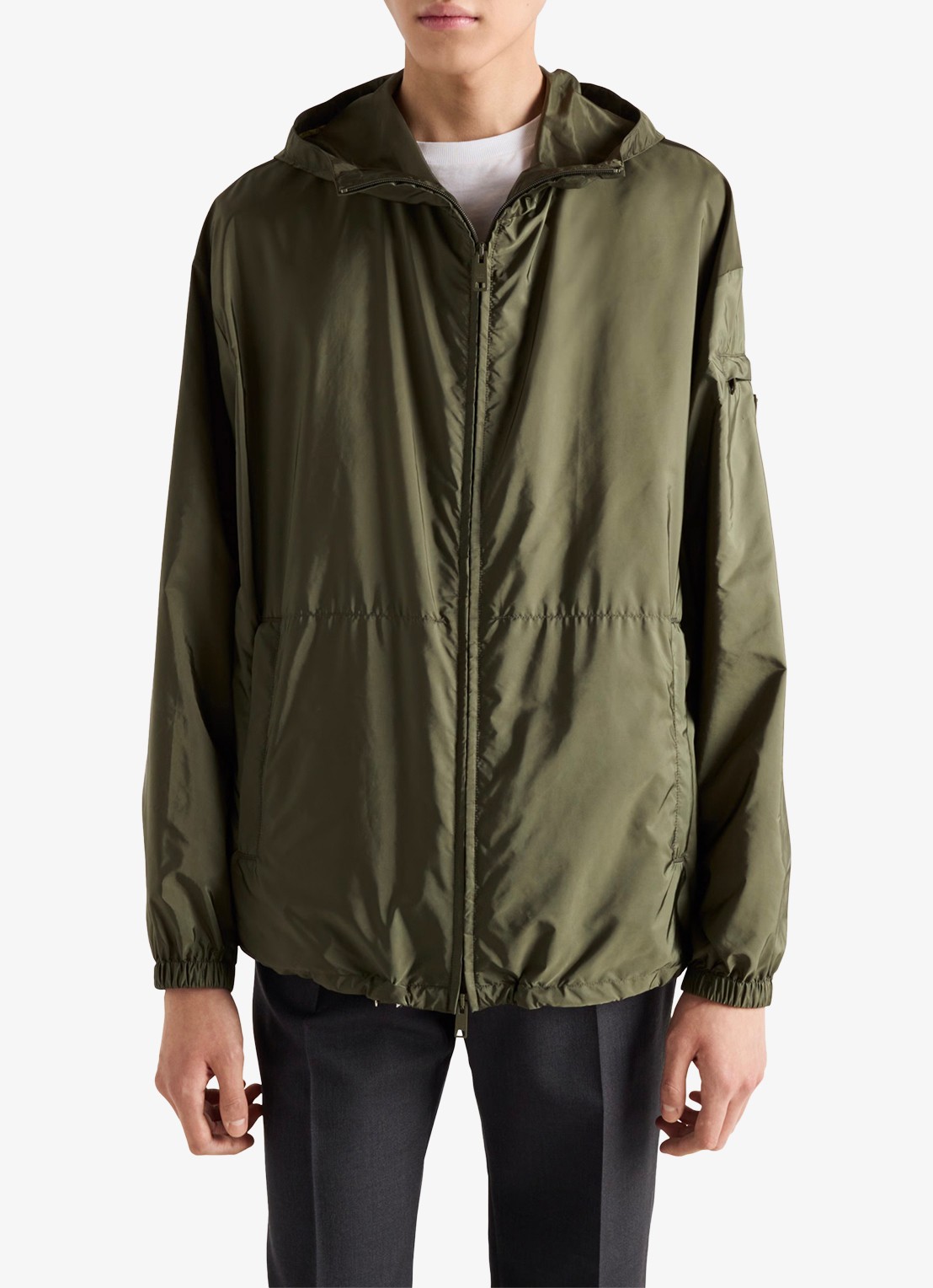 Prada Re-Nylon jack met capuchon en ritszakken - detail 3 legergroen