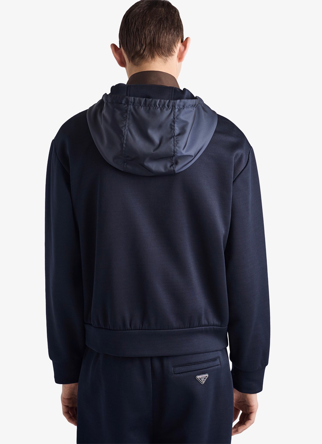 Prada Re-Nylon jack met capuchon en steekzakken - achterkant 5 donkerblauw