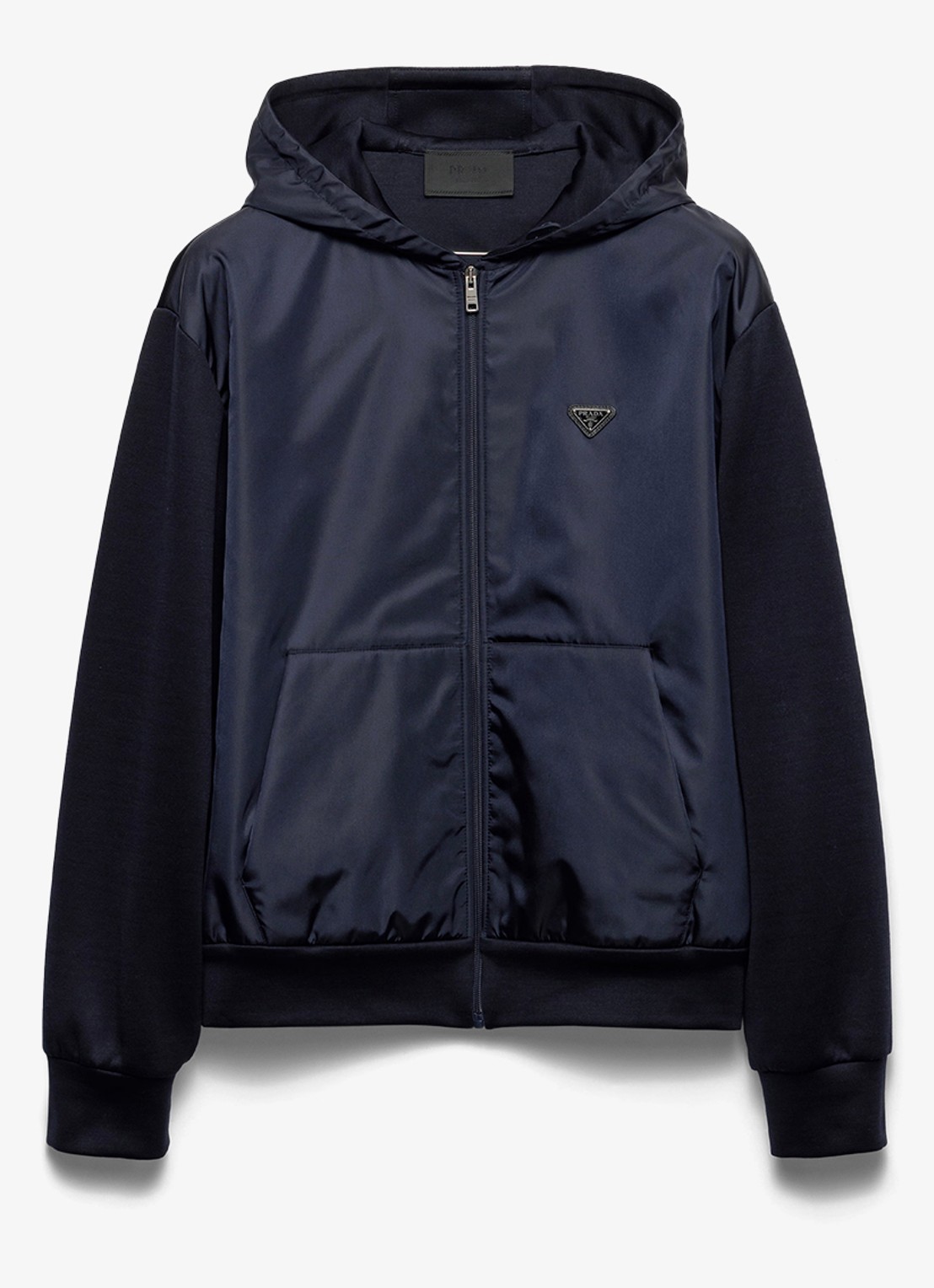 Prada Re-Nylon jack met capuchon en steekzakken - voorkant 6 donkerblauw