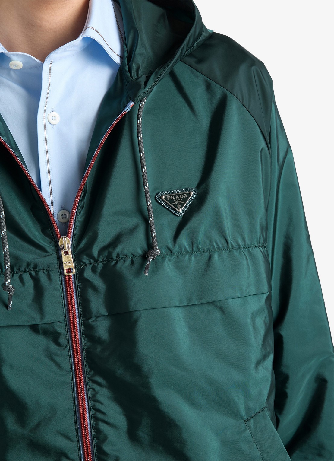 Prada Re-Nylon jack met capuchon en steekzakken - detail 2 groen