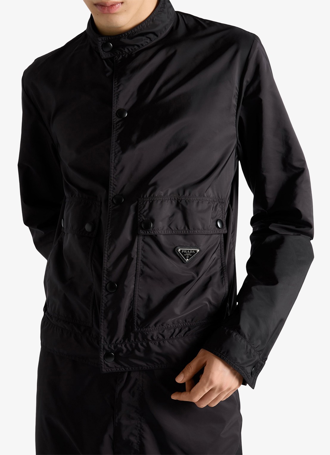 Prada Re-Nylon jack met klepzakken - detail 3 zwart