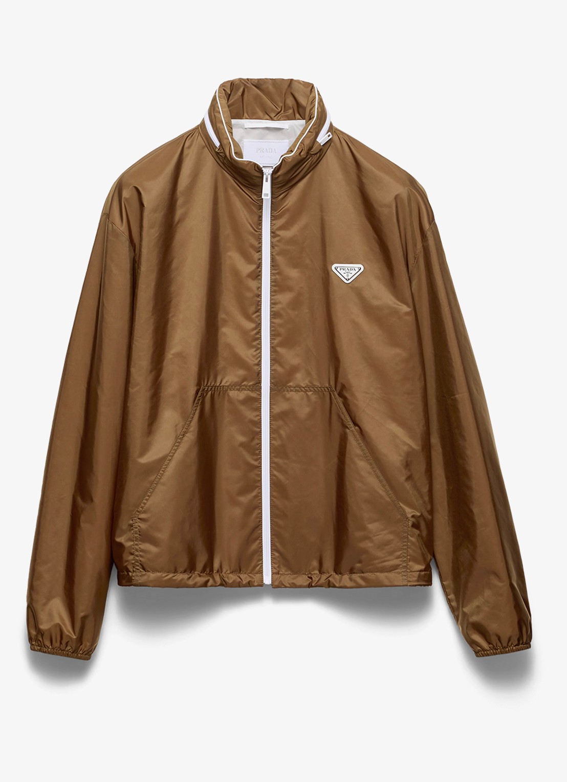 Prada Re-Nylon jack met opbergbare capuchon - voorkant 2 camel