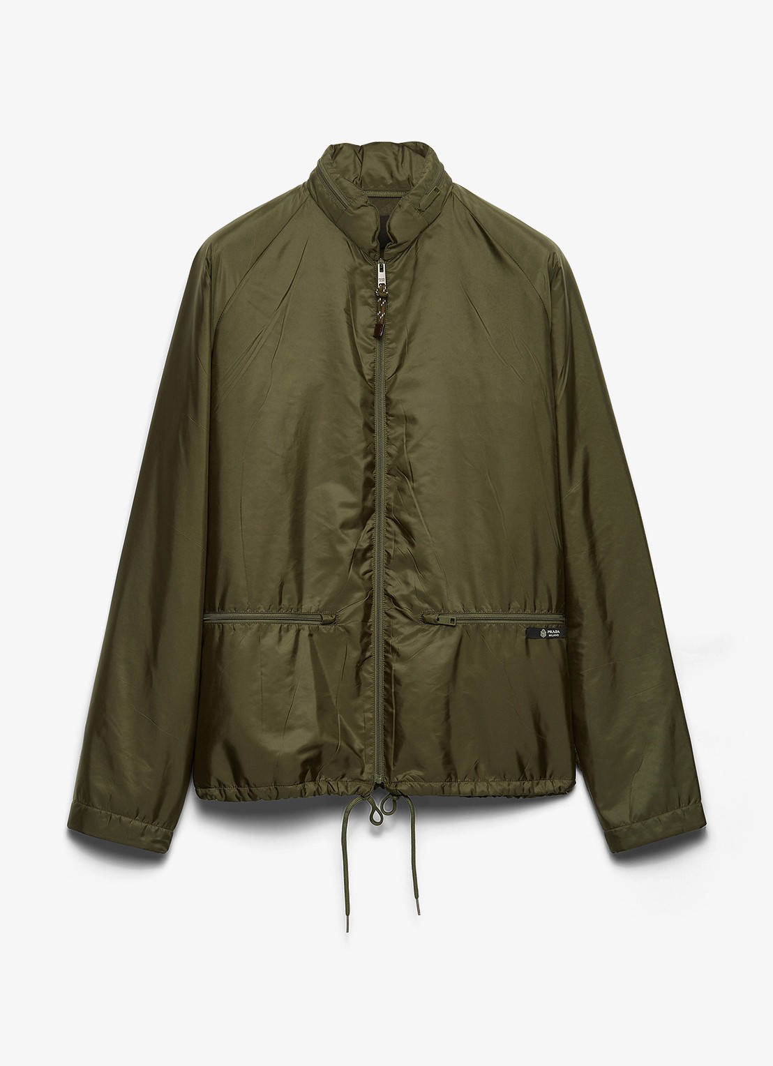 Prada Re-Nylon jack met opbergbare capuchon - voorkant legergroen