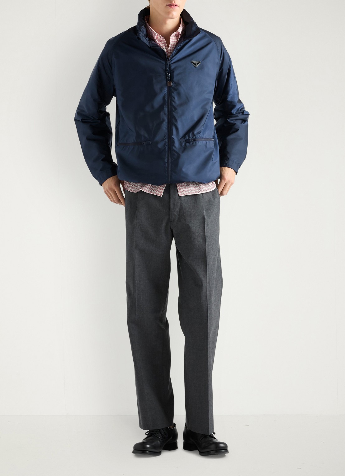 Prada Re-Nylon jack met opbergbare capuchon - voorkant 2 blauw