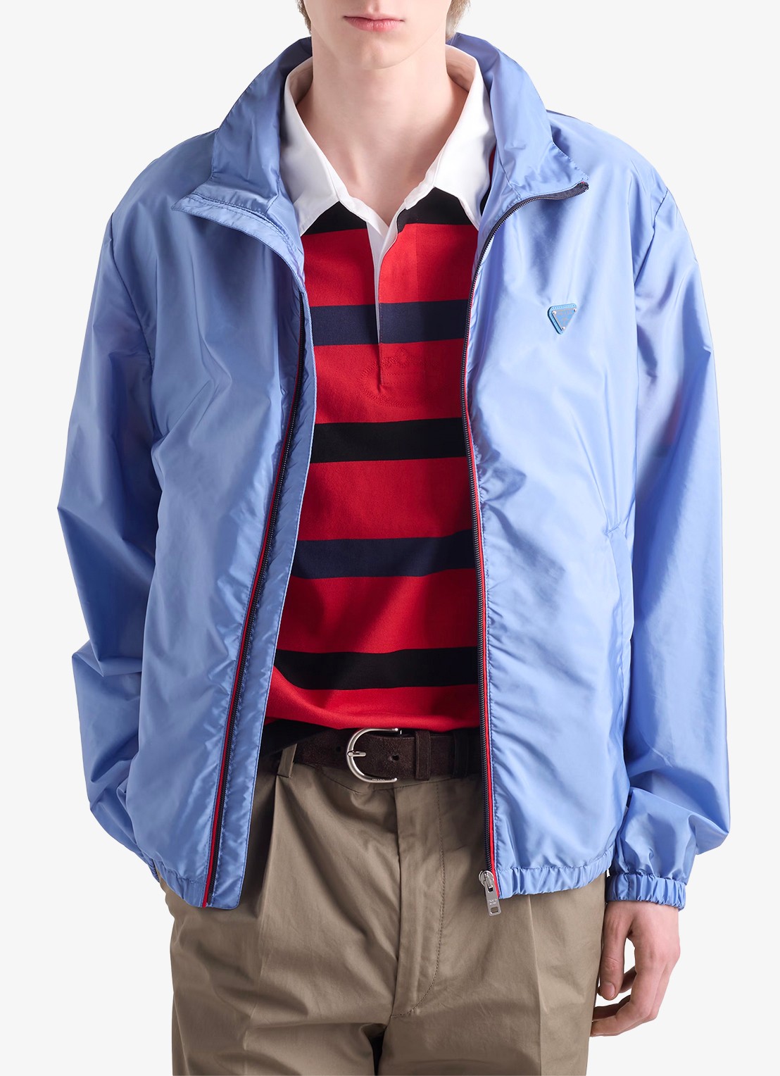 Prada Re-Nylon jack met ritszakken - detail lichtblauw