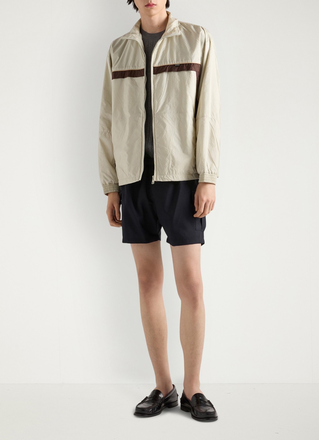 Prada Re-Nylon jack met steekzakken - voorkant 3 gebroken wit