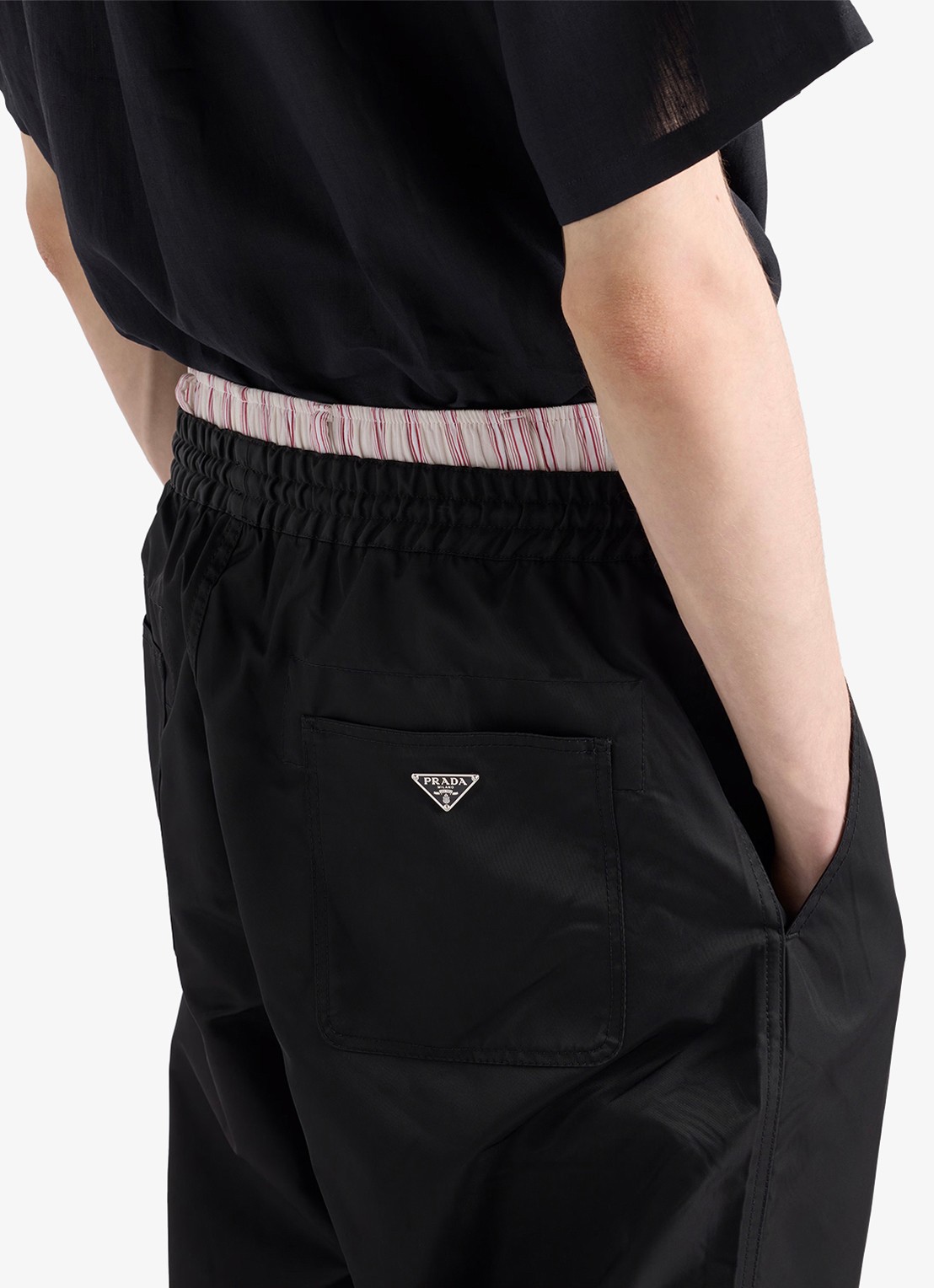 Prada Re-Nylon loose fit broek met steekzakken - detail 3 zwart