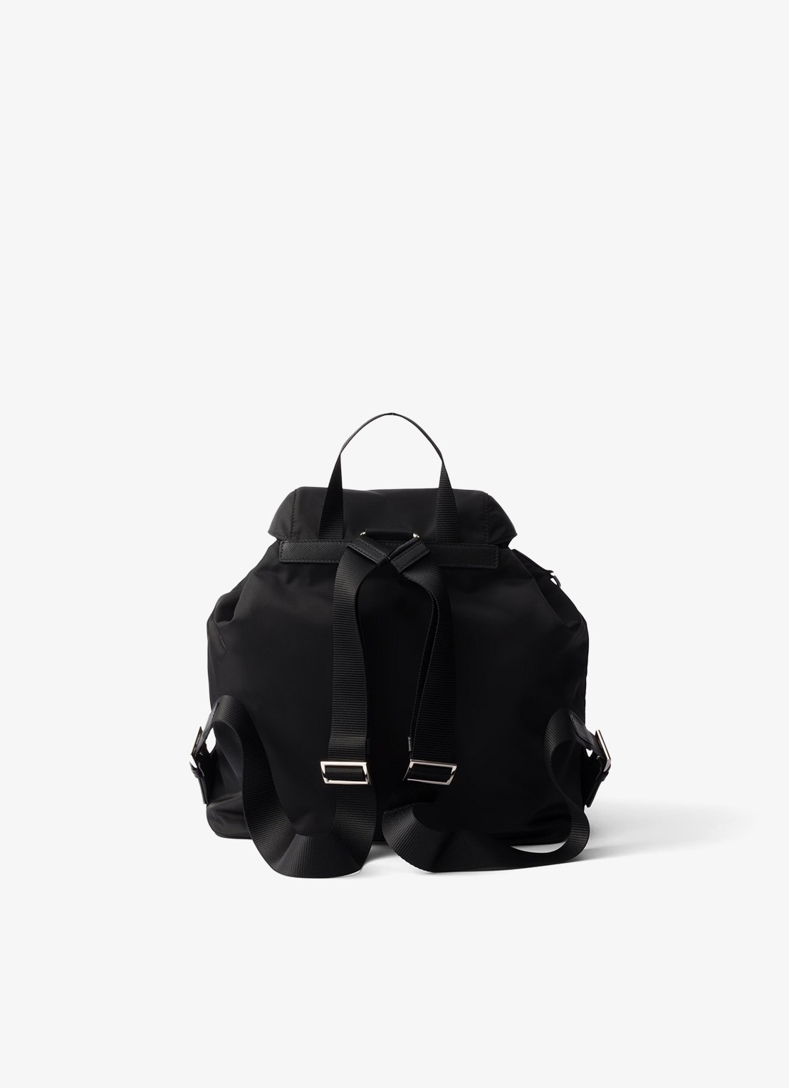 Prada Re-Nylon Medium rugzak met leren details - achterkant 3 diepzwart