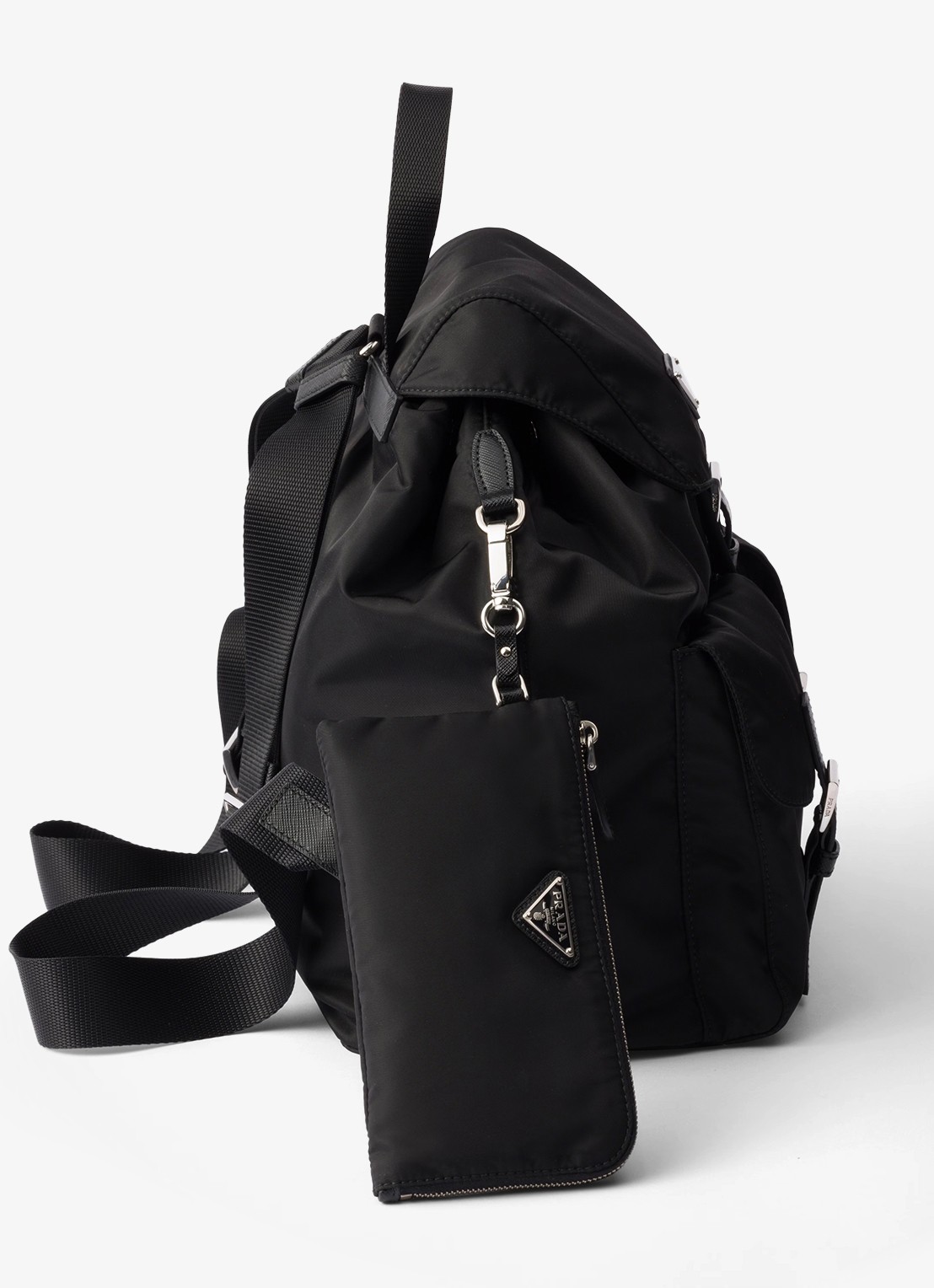 Prada Re-Nylon Medium rugzak met leren details - detail 5 diepzwart