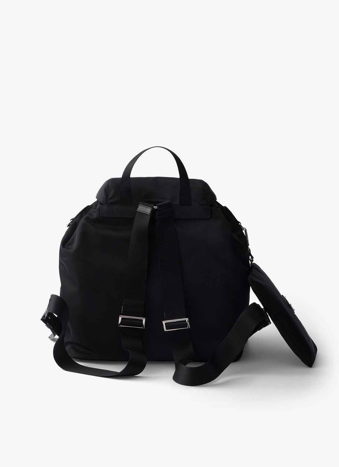 Prada Re-Nylon Medium rugzak met leren details - achterkant 7 zwart