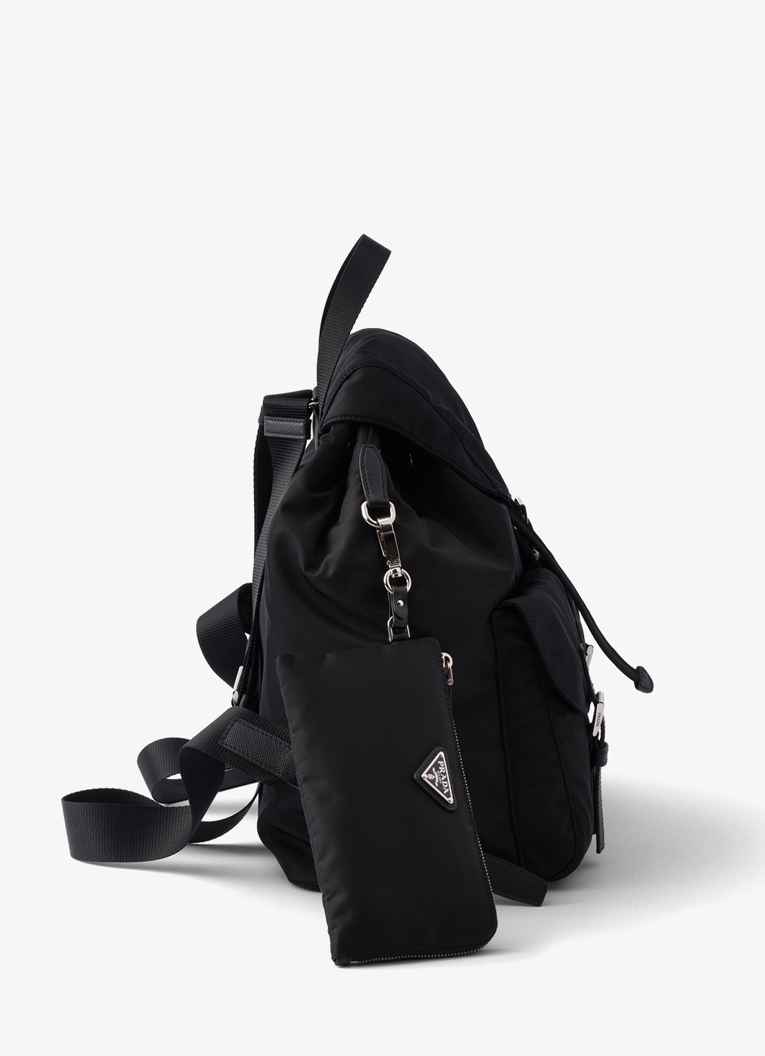 Prada Re-Nylon Medium rugzak met leren details - detail 2 zwart