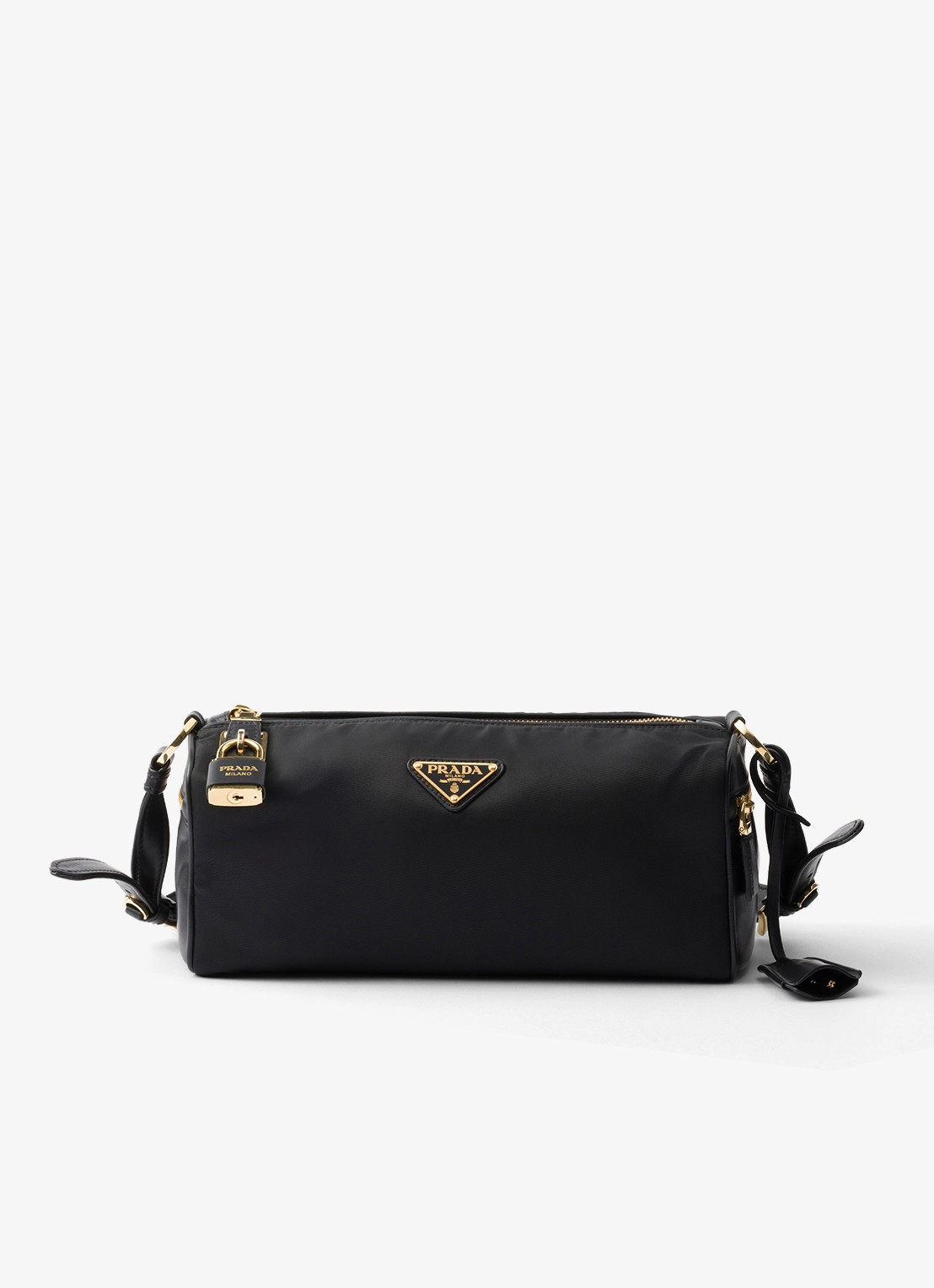Prada Re-Nylon Medium schoudertas met leren details - voorkant zwart