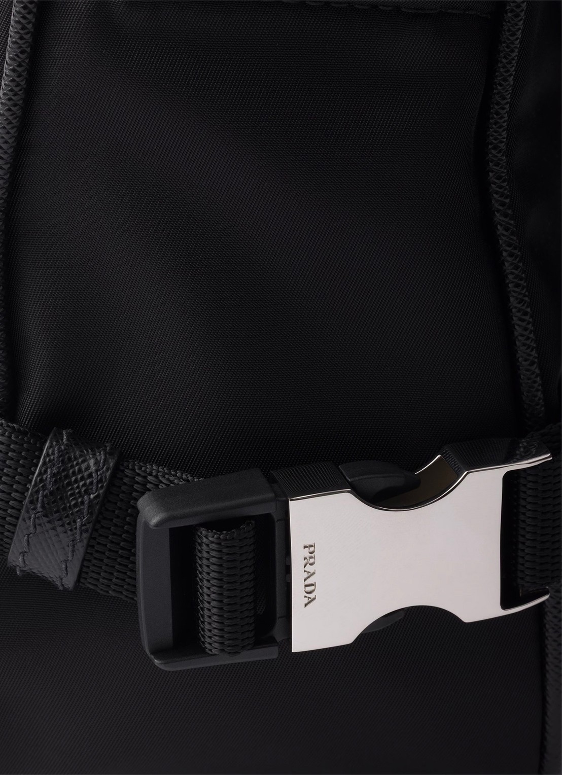 Prada Re-Nylon Medium schoudertas met leren details - detail 5 zwart