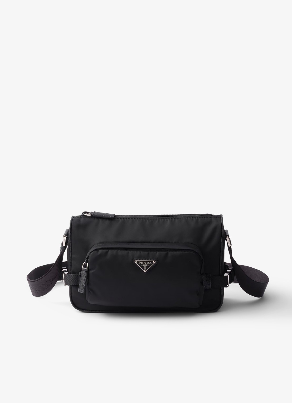 Prada Re-Nylon Medium schoudertas met leren details - voorkant zwart