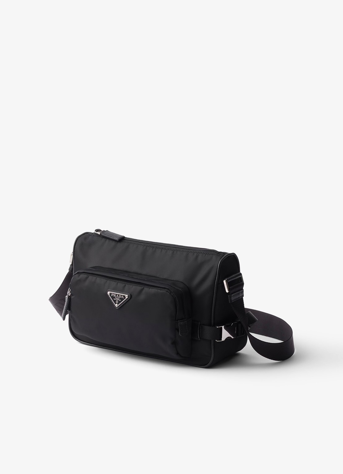 Prada Re-Nylon Medium schoudertas met leren details - voorkant 2 zwart