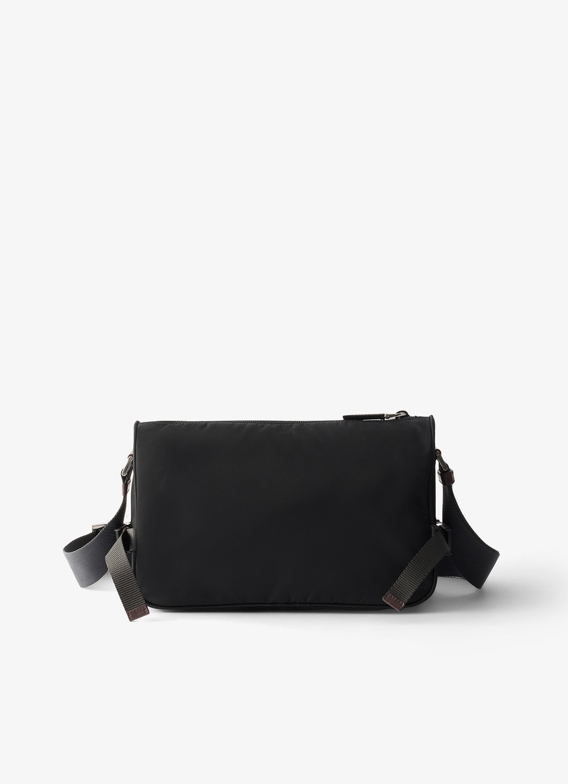 Prada Re-Nylon Medium schoudertas met leren details - achterkant diepzwart