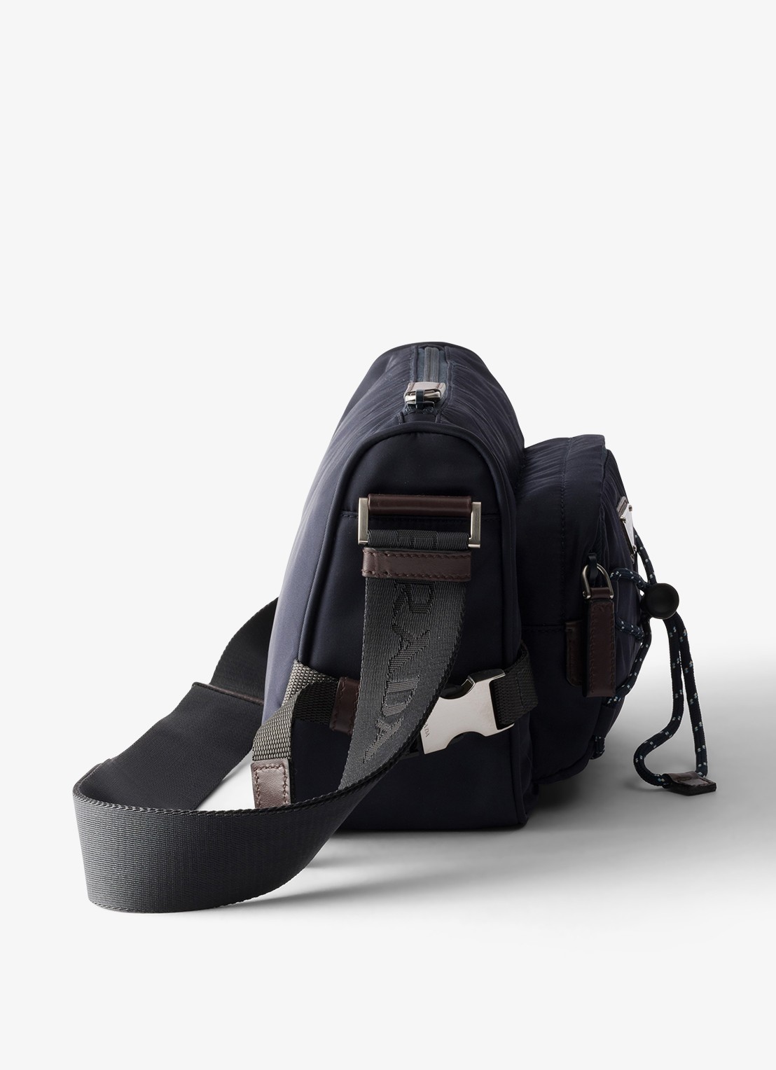 Prada Re-Nylon Medium schoudertas met leren details - detail 6 donkerblauw