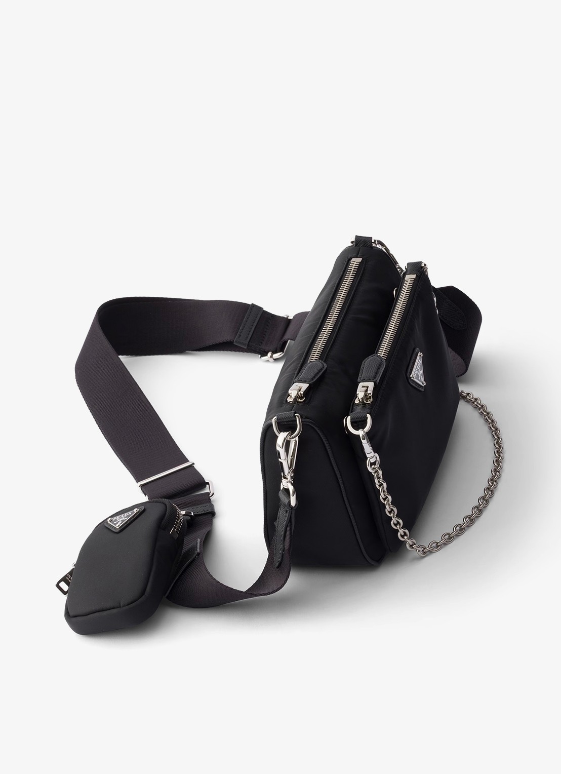 Prada Re-Nylon Mini schoudertas met leren details - detail 2 zwart