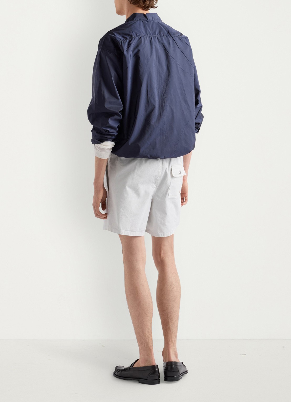 Prada Re-Nylon overshirt met logo - achterkant donkerblauw
