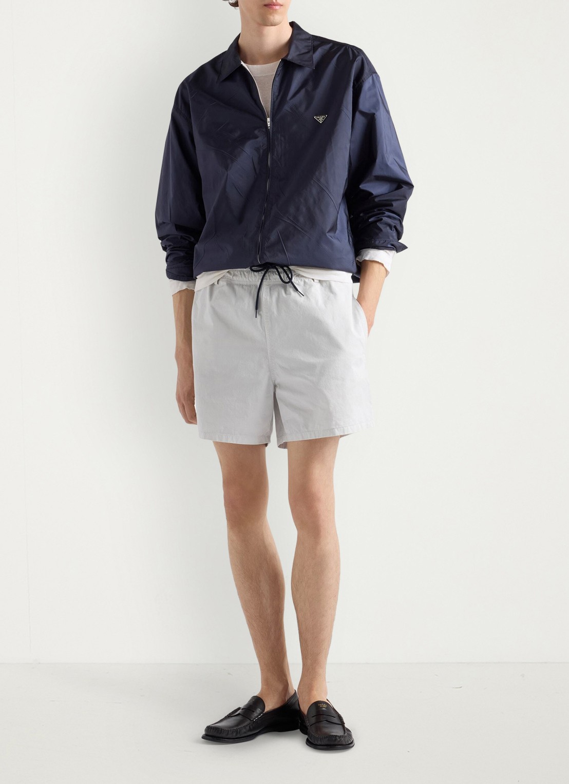 Prada Re-Nylon overshirt met logo - detail 3 donkerblauw
