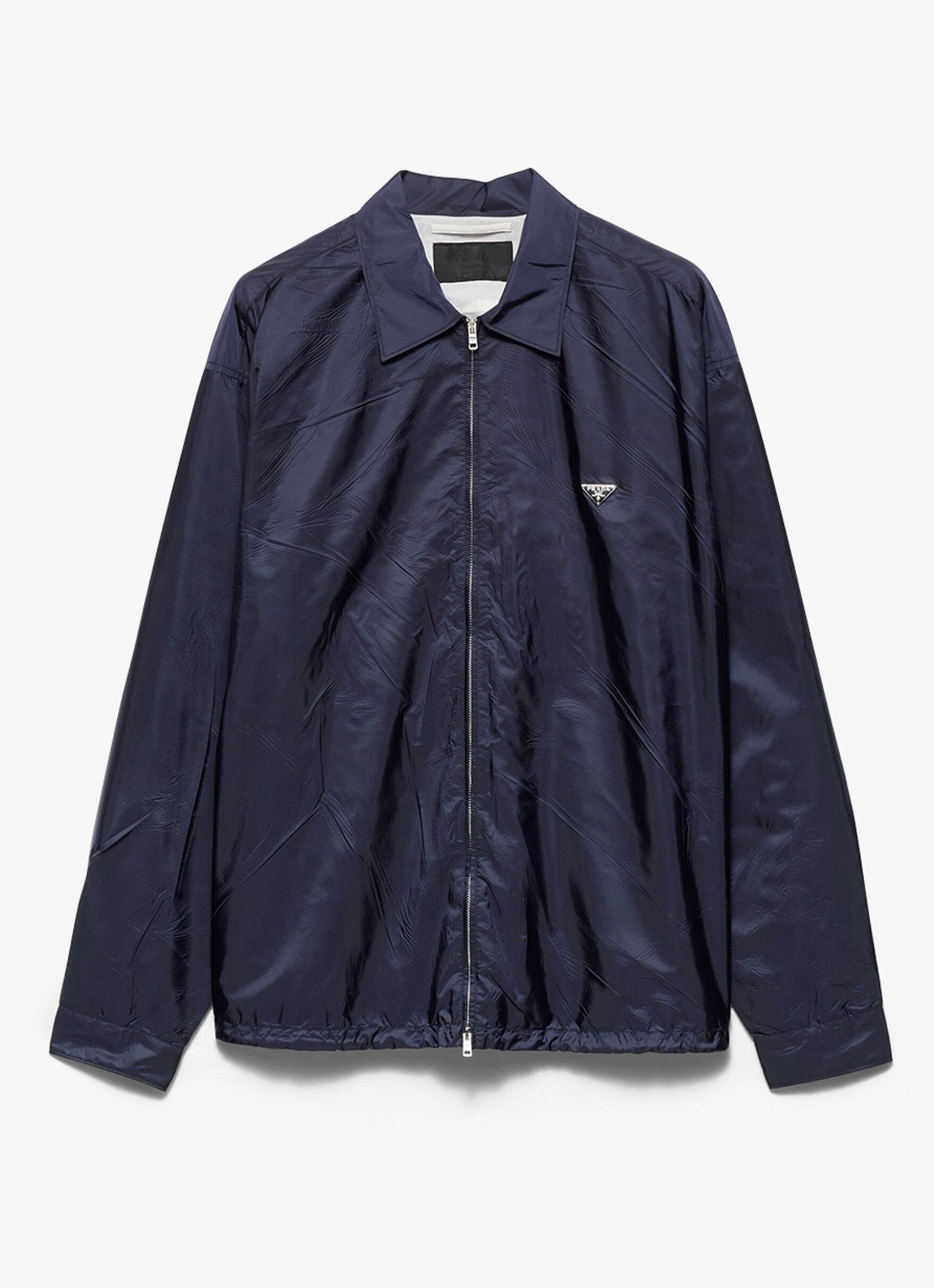Prada Re-Nylon overshirt met logo - voorkant 2 donkerblauw